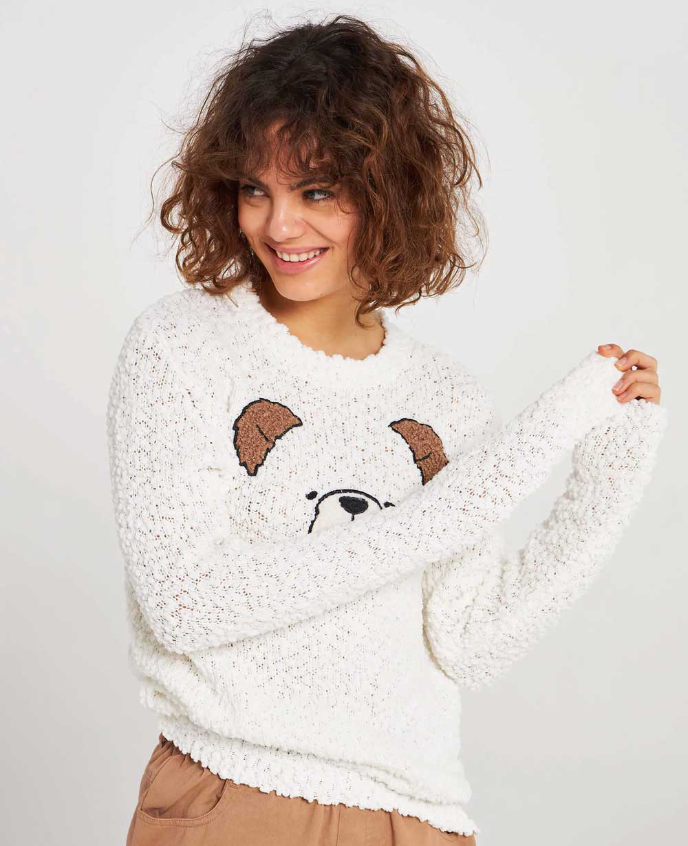 Maglione girocollo con orso