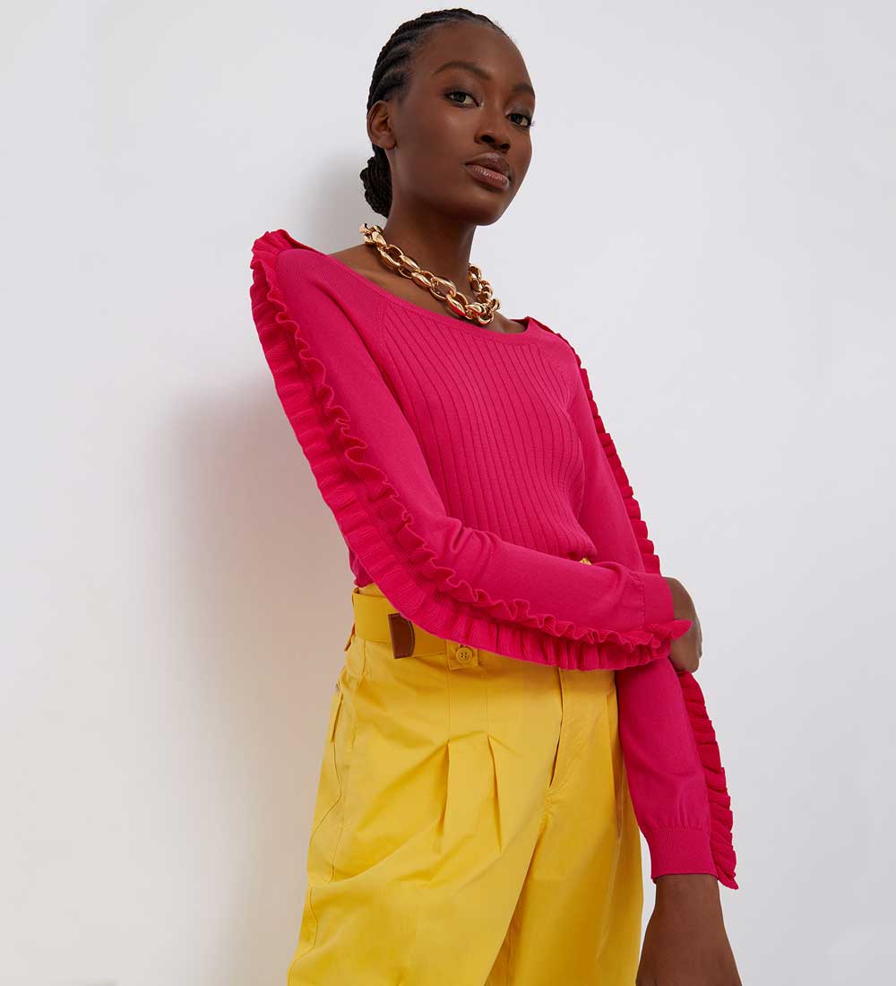 maglia rosa con rouches