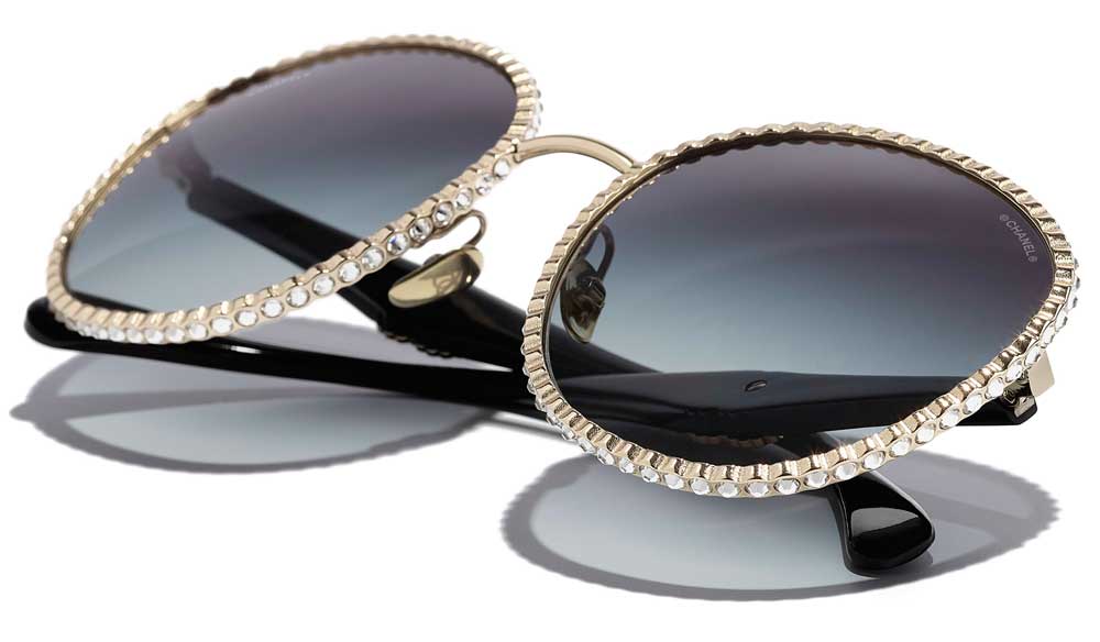 occhiali in metallo con strass