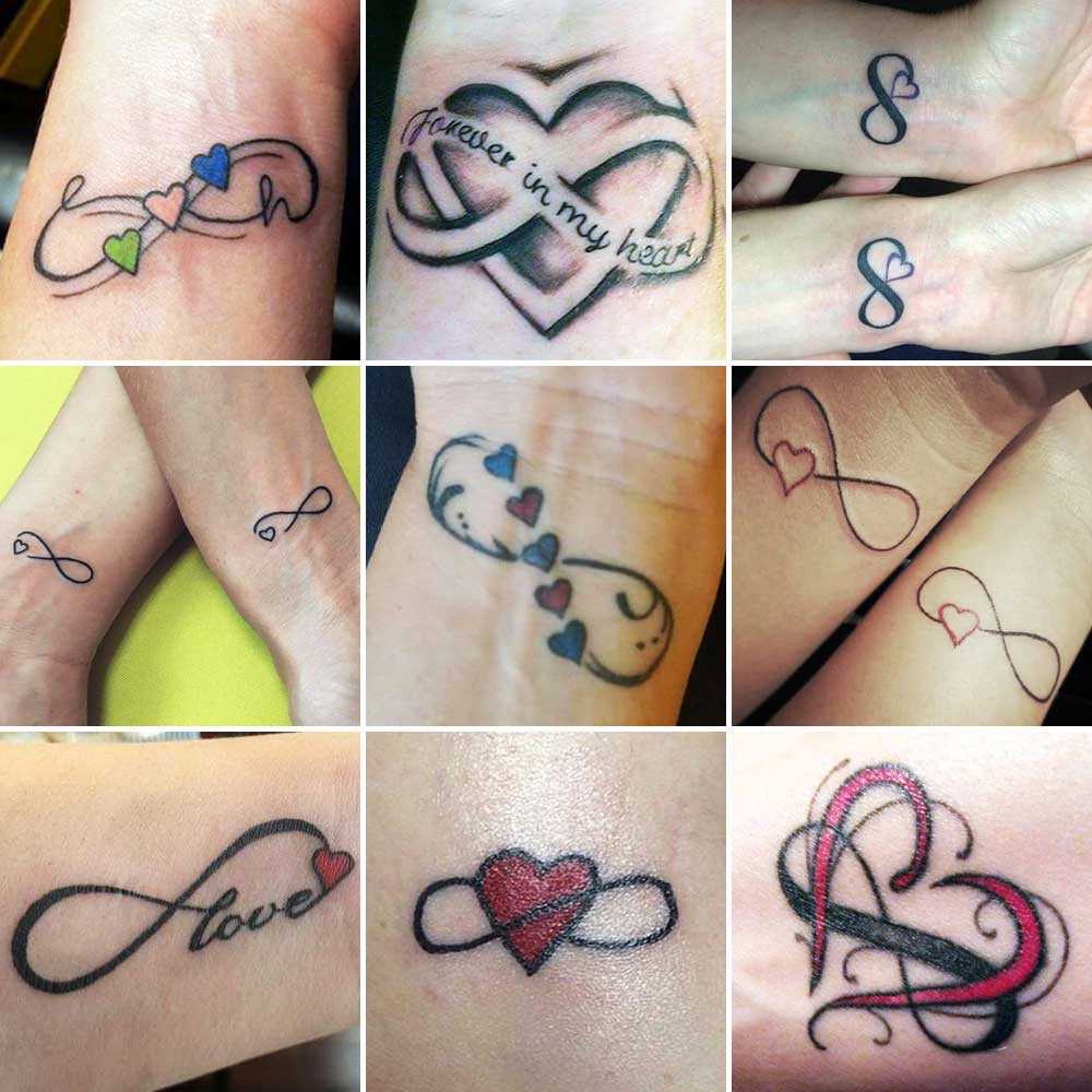 Tatuaggio infinito con cuori