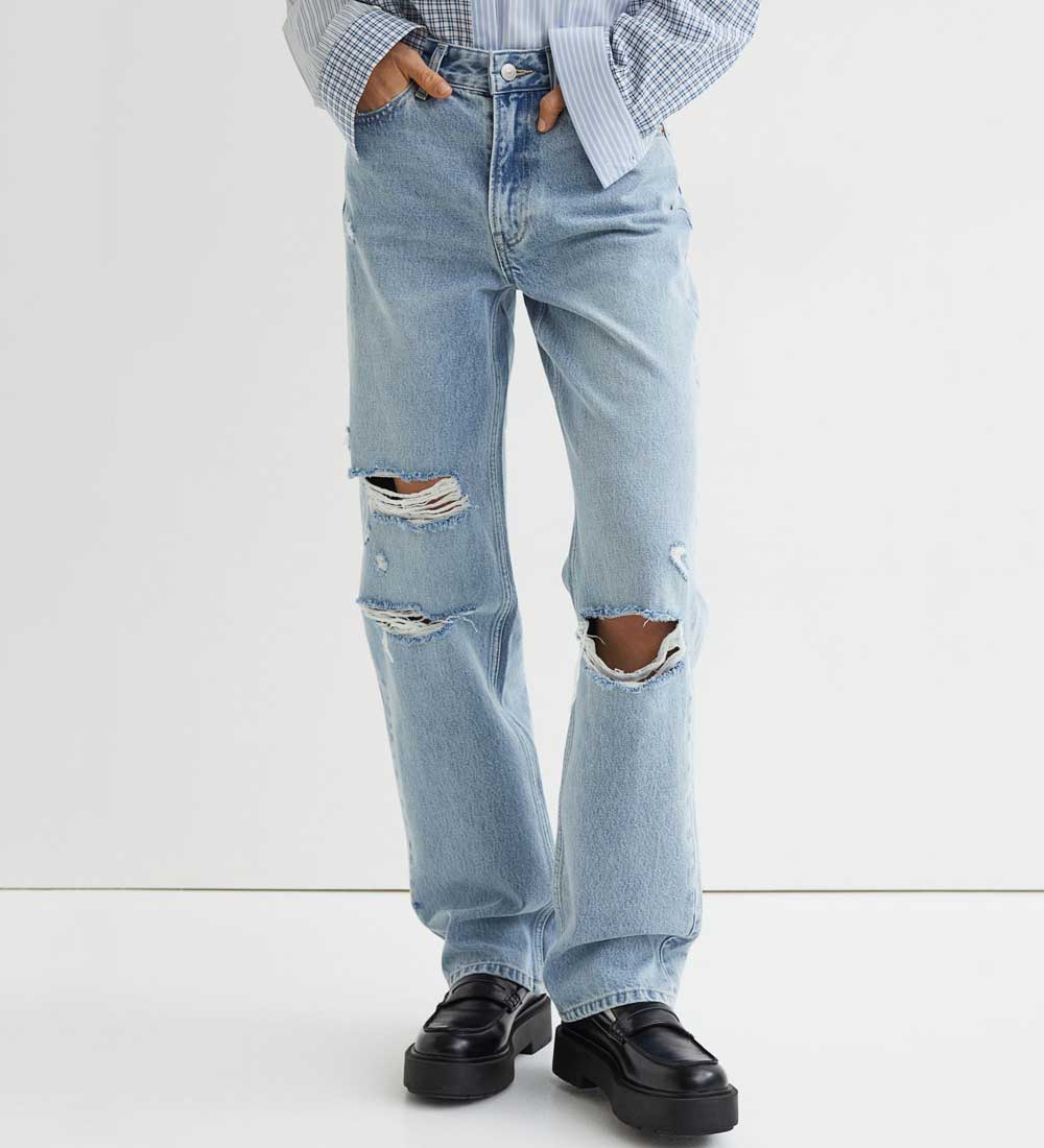 jeans a vita alta con strappi