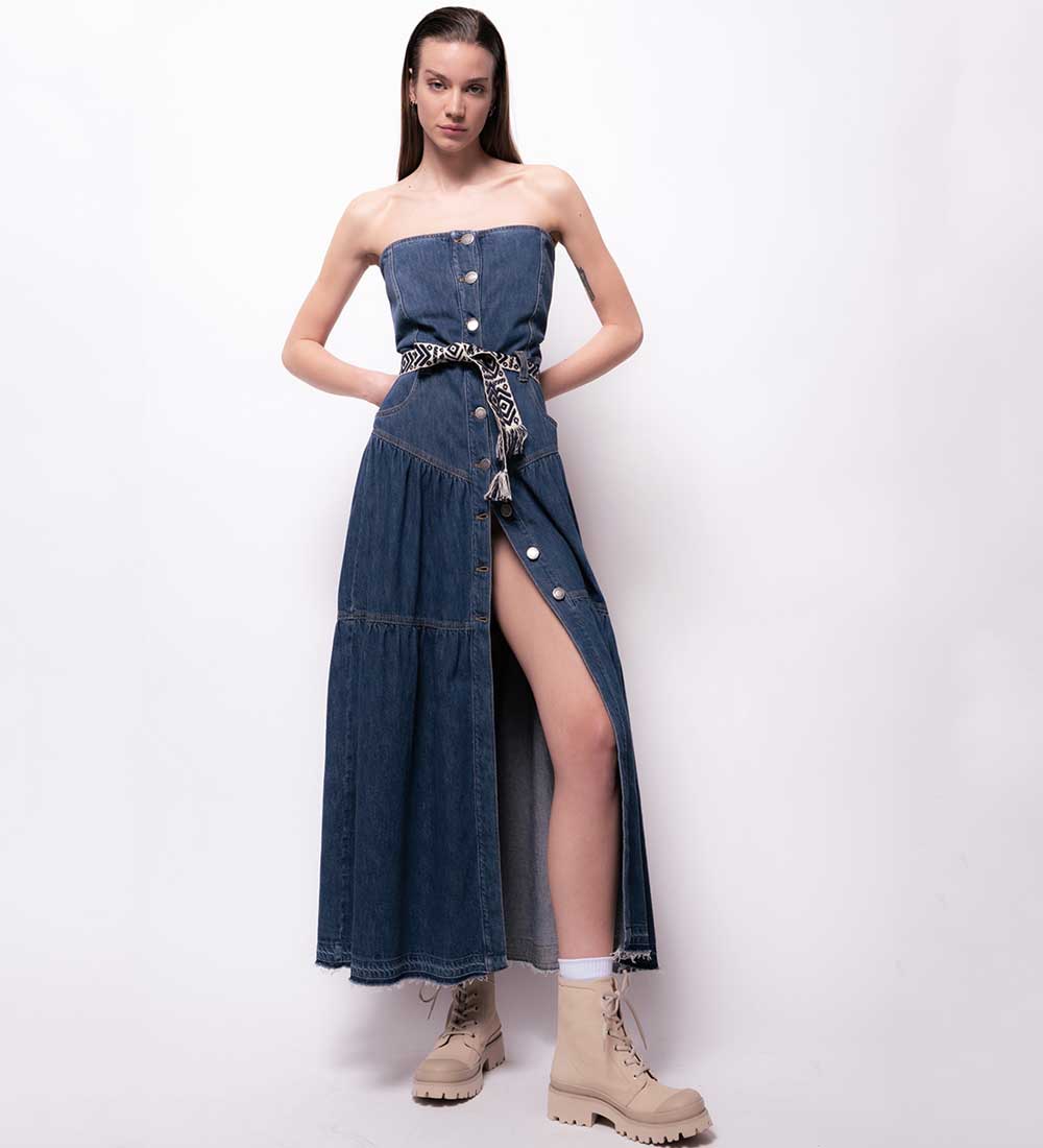 abito lungo in denim abito lungo in denim