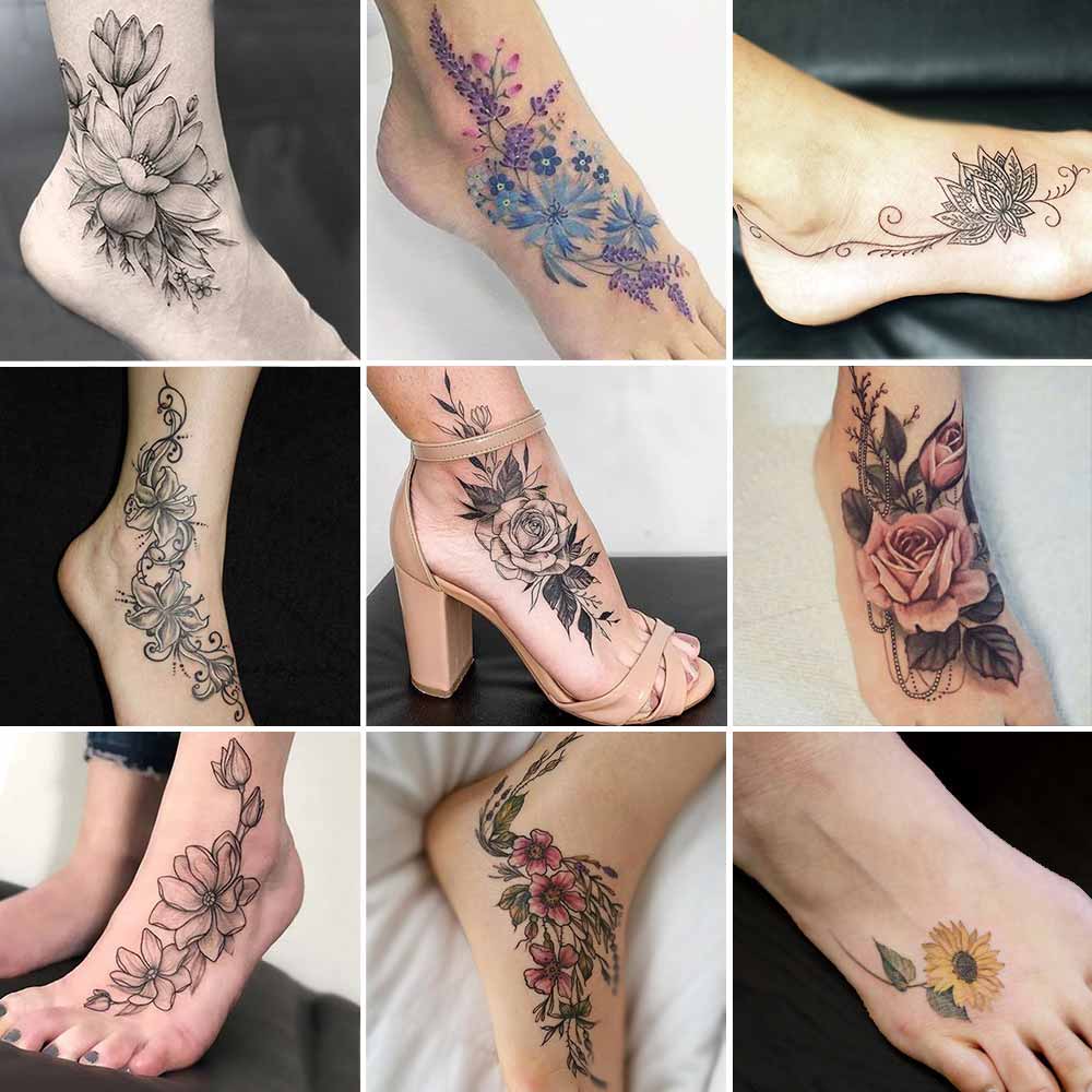 Tatuaggi fiori piedi