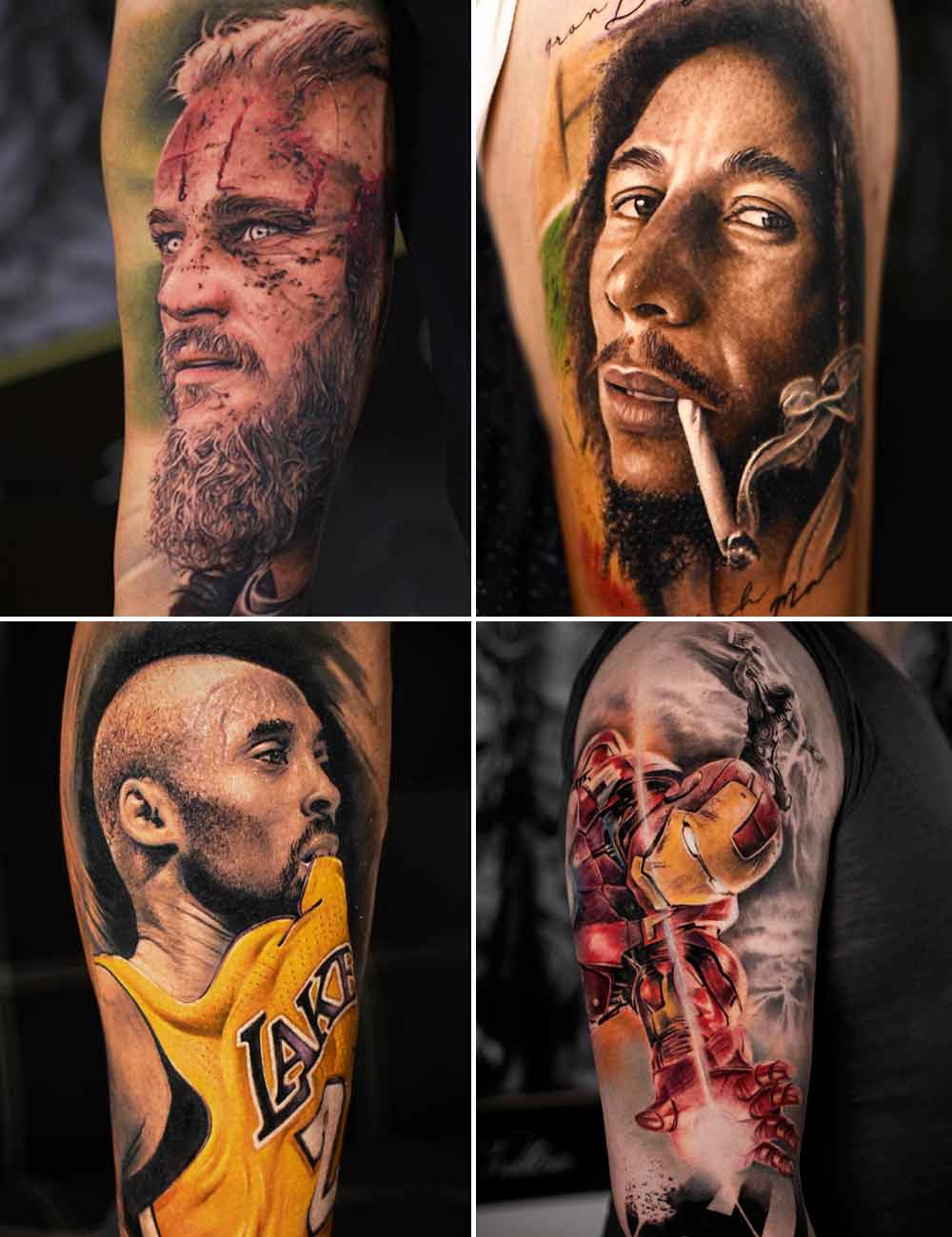 Tatuaggi braccio colorati realistici personaggi