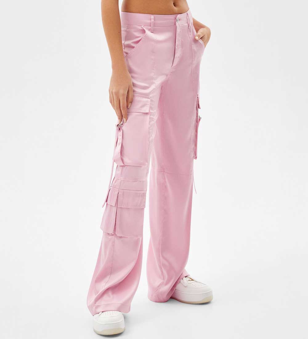 pantaloni cargo rosa