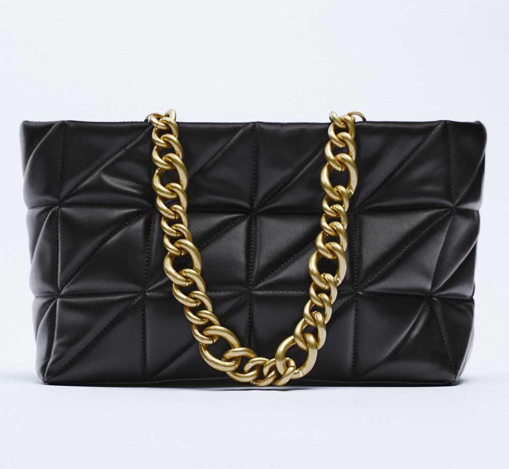 shopper nera con catena shopper nera con catena