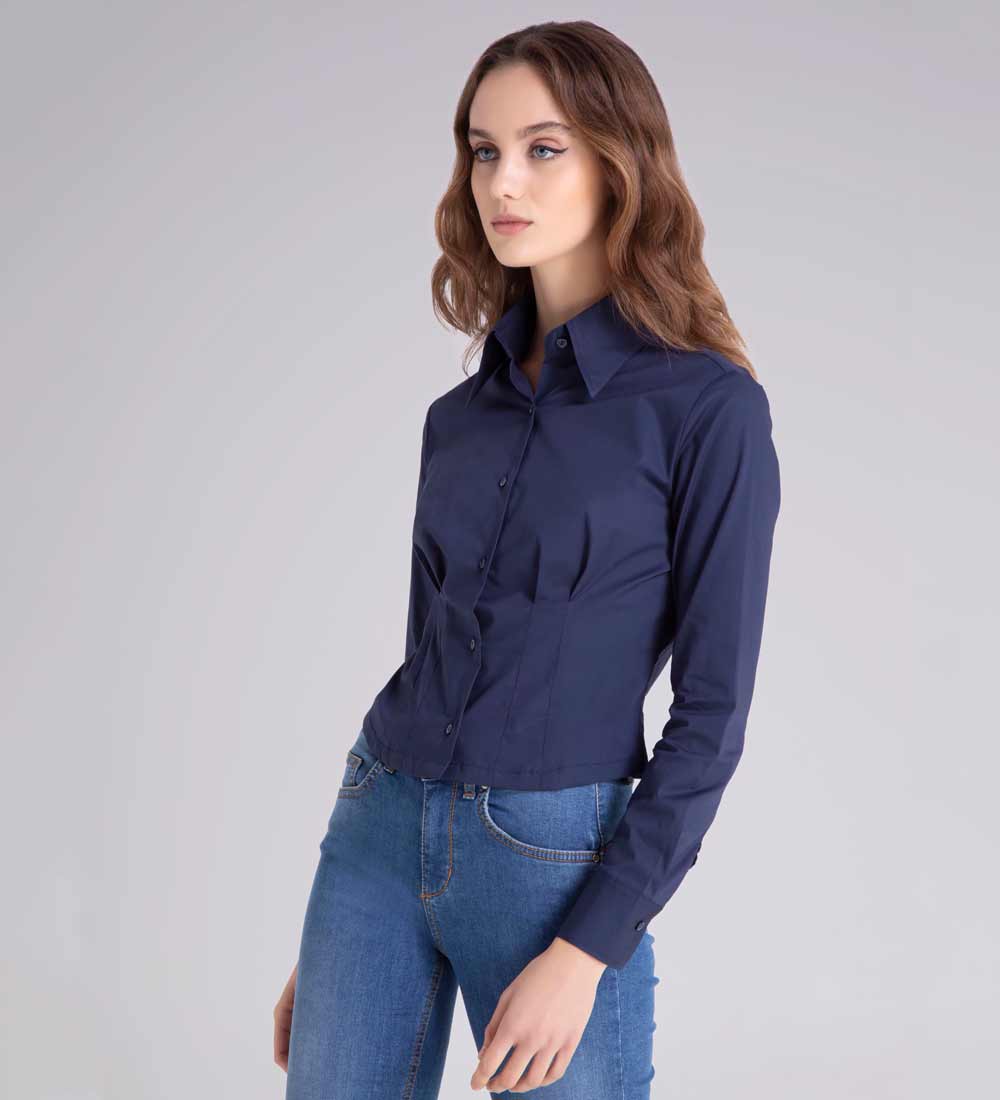 camicia blu in cotone