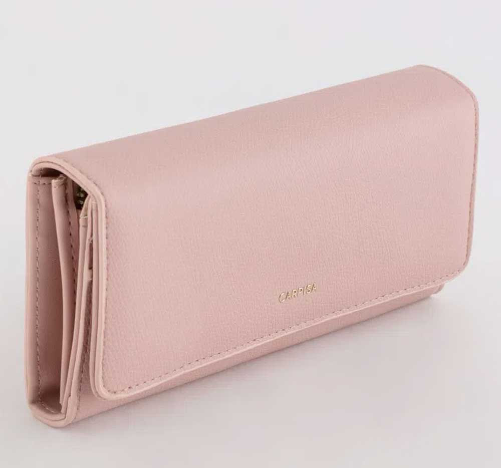 portafoglio rosa con patta 