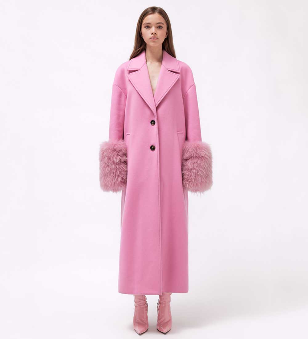cappotto lungo rosa