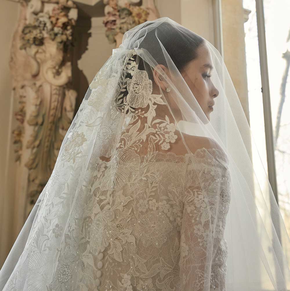 GIVBRO Velo da sposa lungo pizzo ricamato velo da sposa tulle con accessori pettine per addio al nubilato vestito bianco 