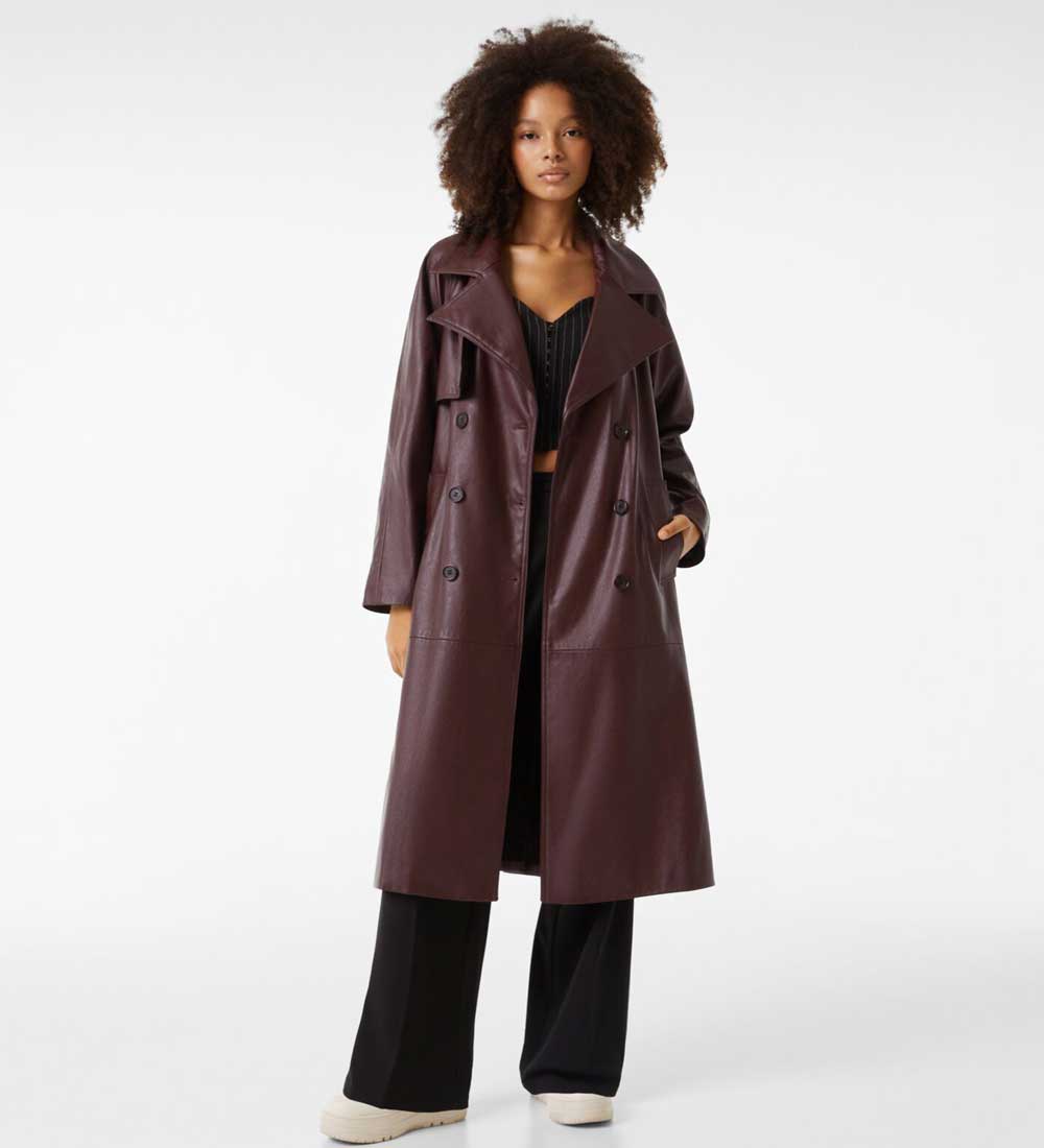 trench lungo in pelle