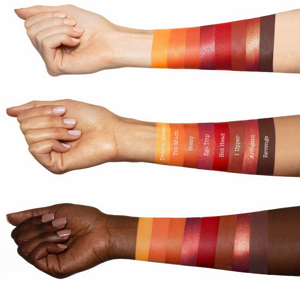 Swatches palette Fire Melt Cosmetics