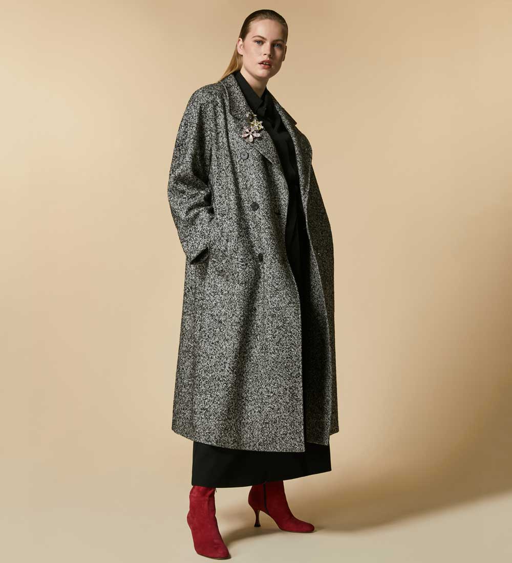 cappotto lungo in tweed
