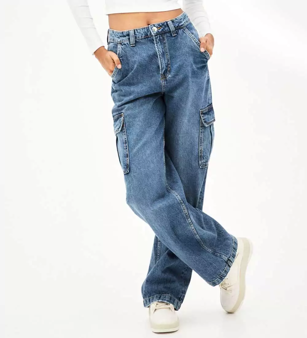 jeans cargo vita alta