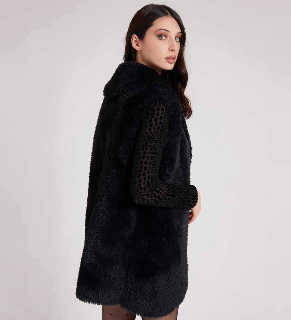 Gilet nero faux fur