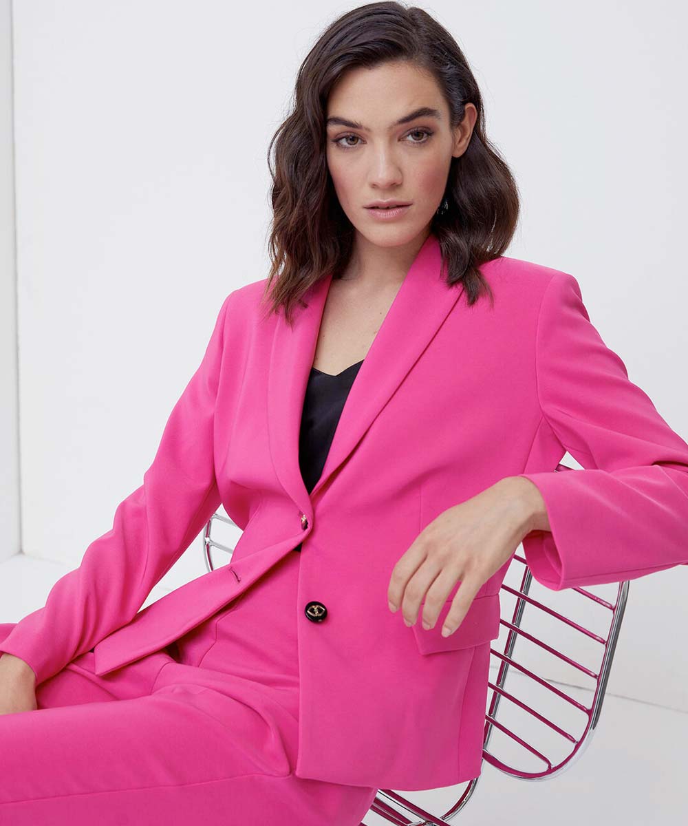 giacca blazer rosa a due bottoni