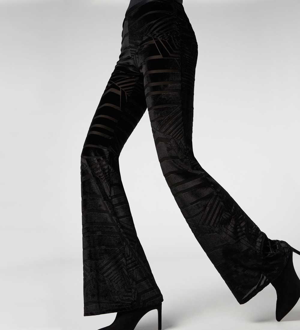 Leggings Calzedonia per Capodanno velluto glitter e rosso