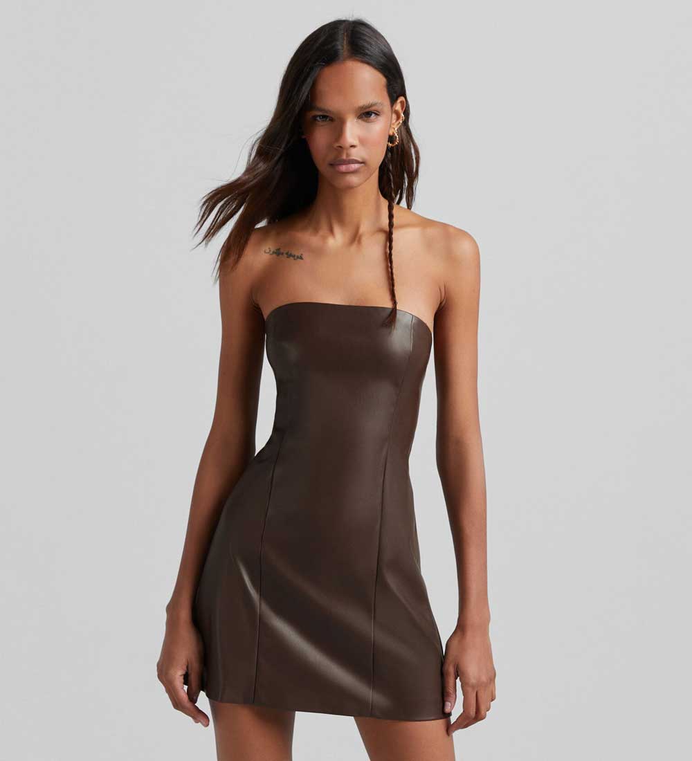 Minidress ecopelle Bershka