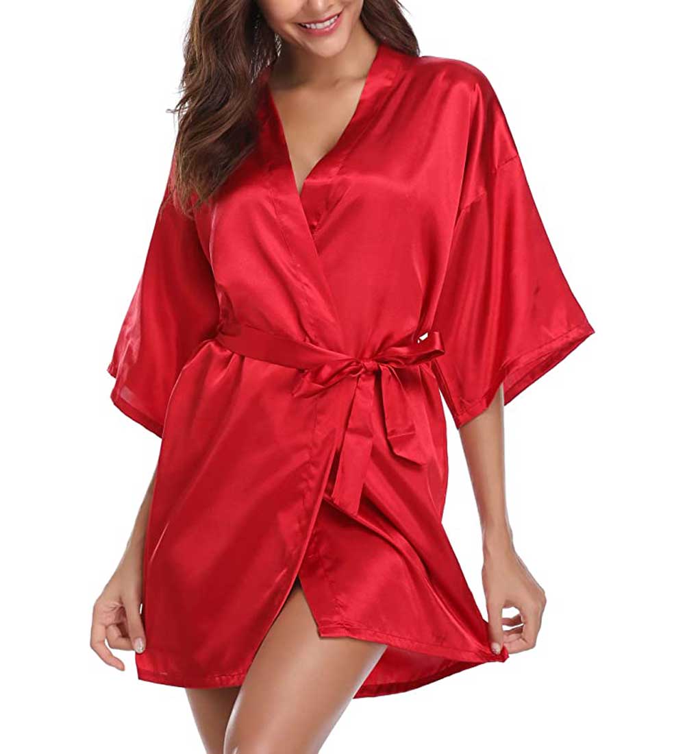 kimono rosso in raso