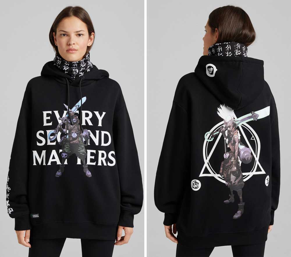 Felpa nera Bershka Felpa nera stampa Bershka