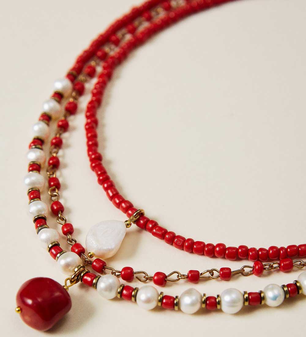 Collana perle rosse