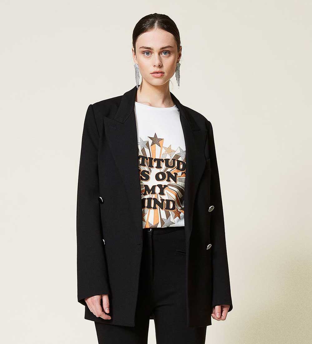 Giacca blazer nera doppiopetto Giacca blazer nera doppiopetto