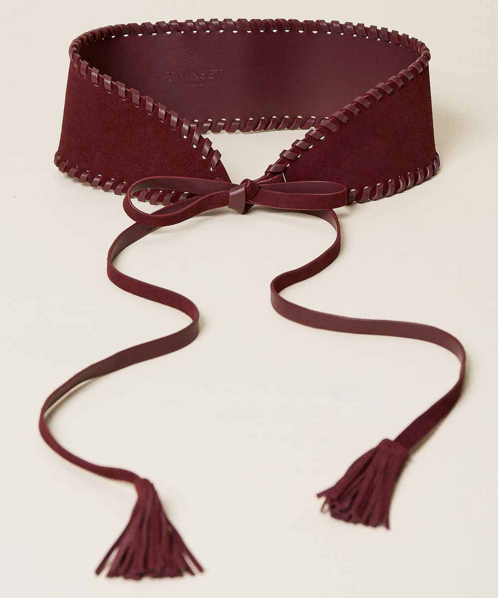 Cintura in pelle bordeaux