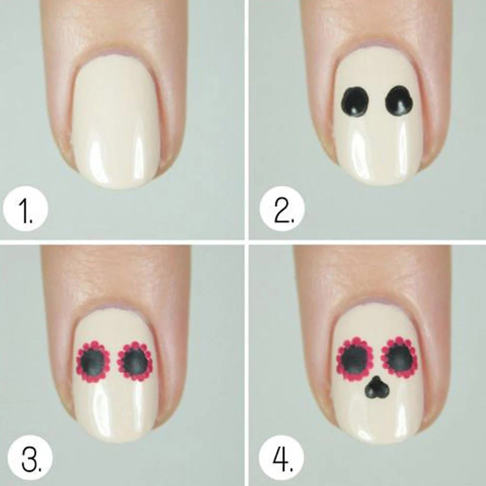 Halloween tutorial nail art teschio 