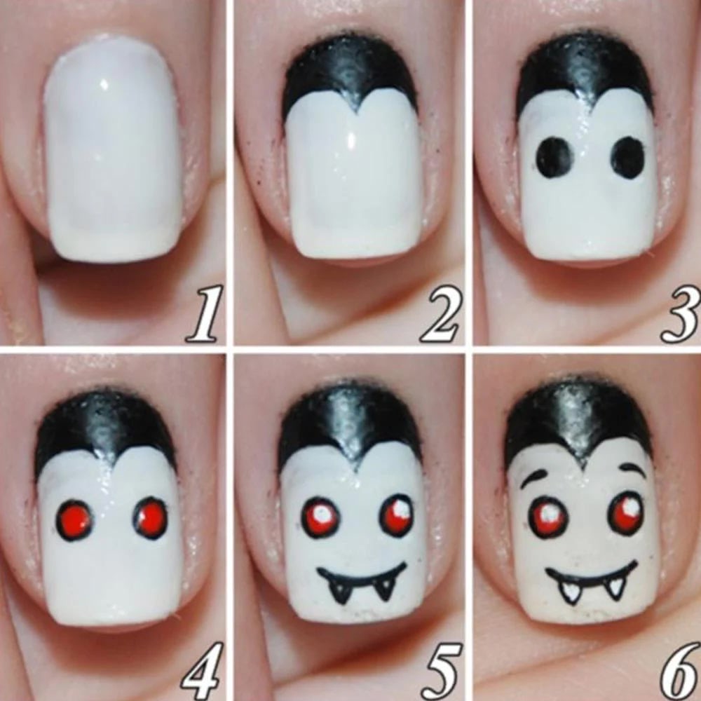Halloween tutorial nail art dracula 