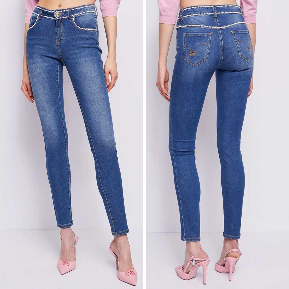 Jeans skinny con perline 