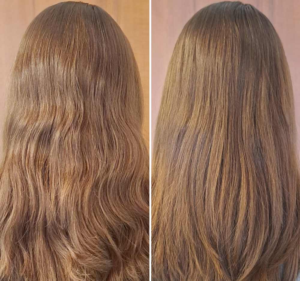 Prima e dopo piastra capelli ghd Gold 