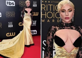 Lady Gaga sexy in reggiseno e in oro per i Critics' Choice Awards 2022