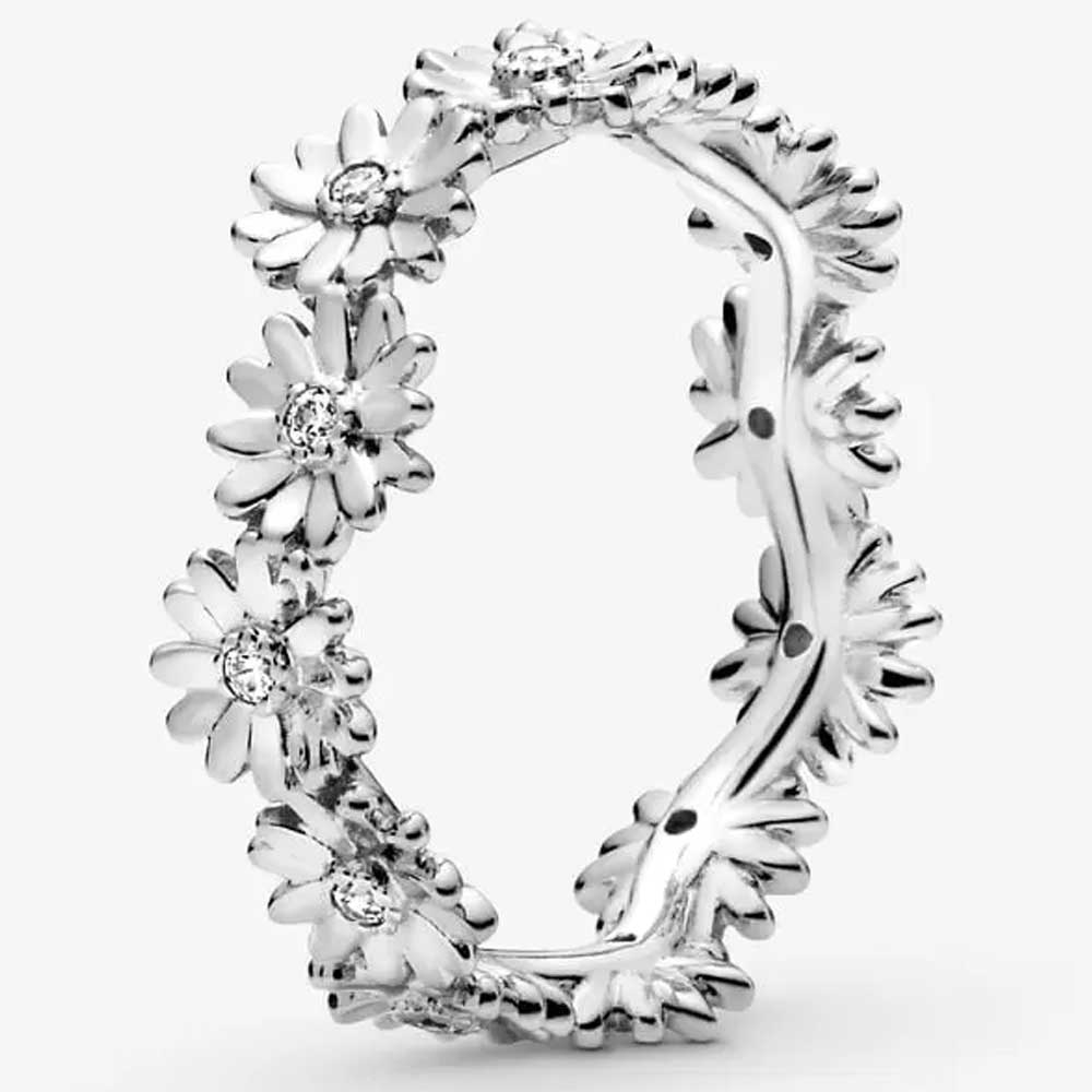 anello argento con margherite