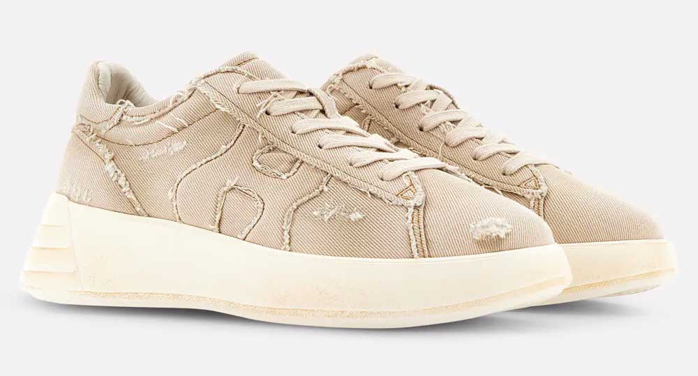 sneakers in cotone beige