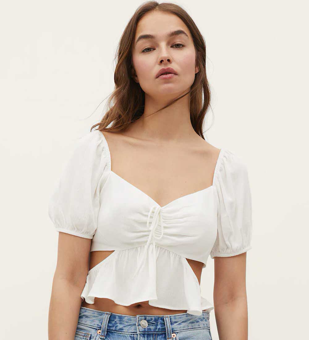 top bianco con cut-out