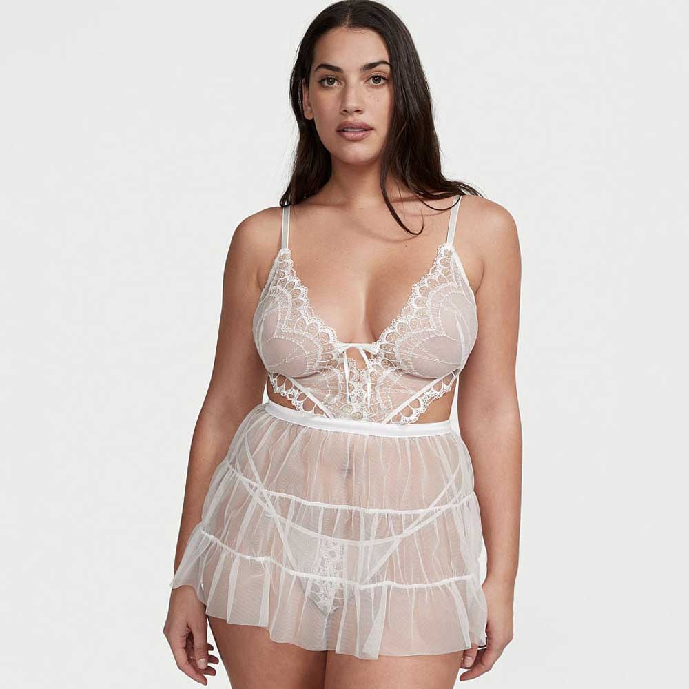Babydoll bianco in pizzo 