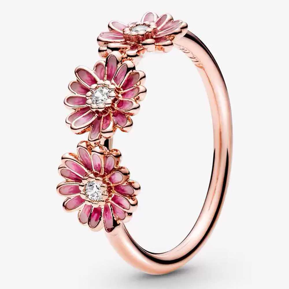 anello oro rosa con fiori