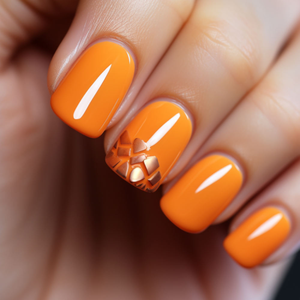 Elegante manicure con smalto arancione