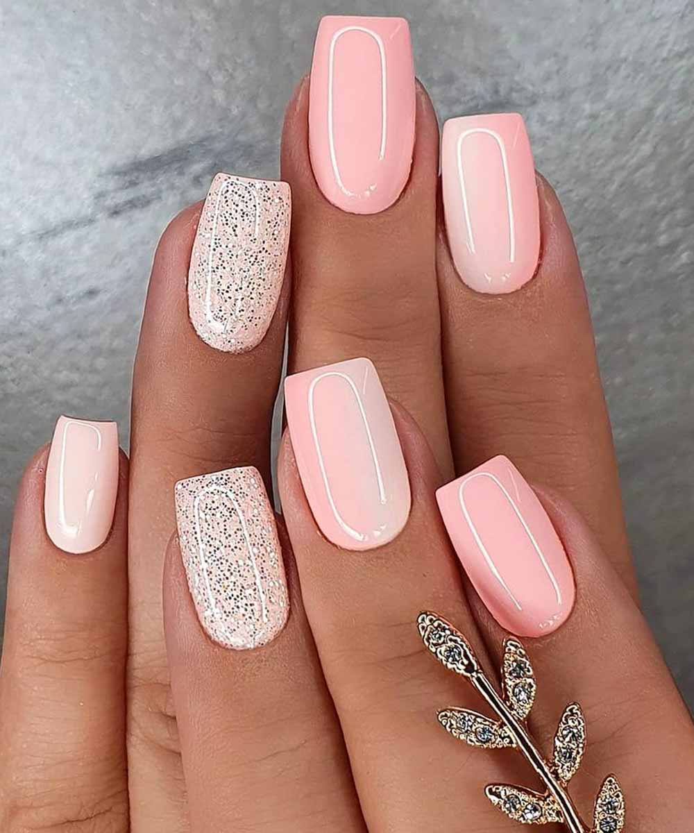 Semplici unghie sposa rosa confetto