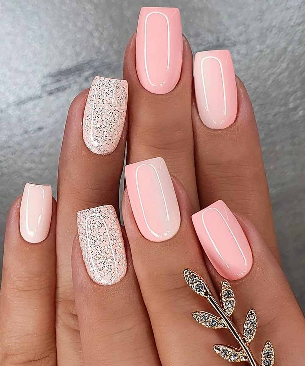 Semplici unghie sposa rosa confetto Semplici unghie sposa rosa confetto