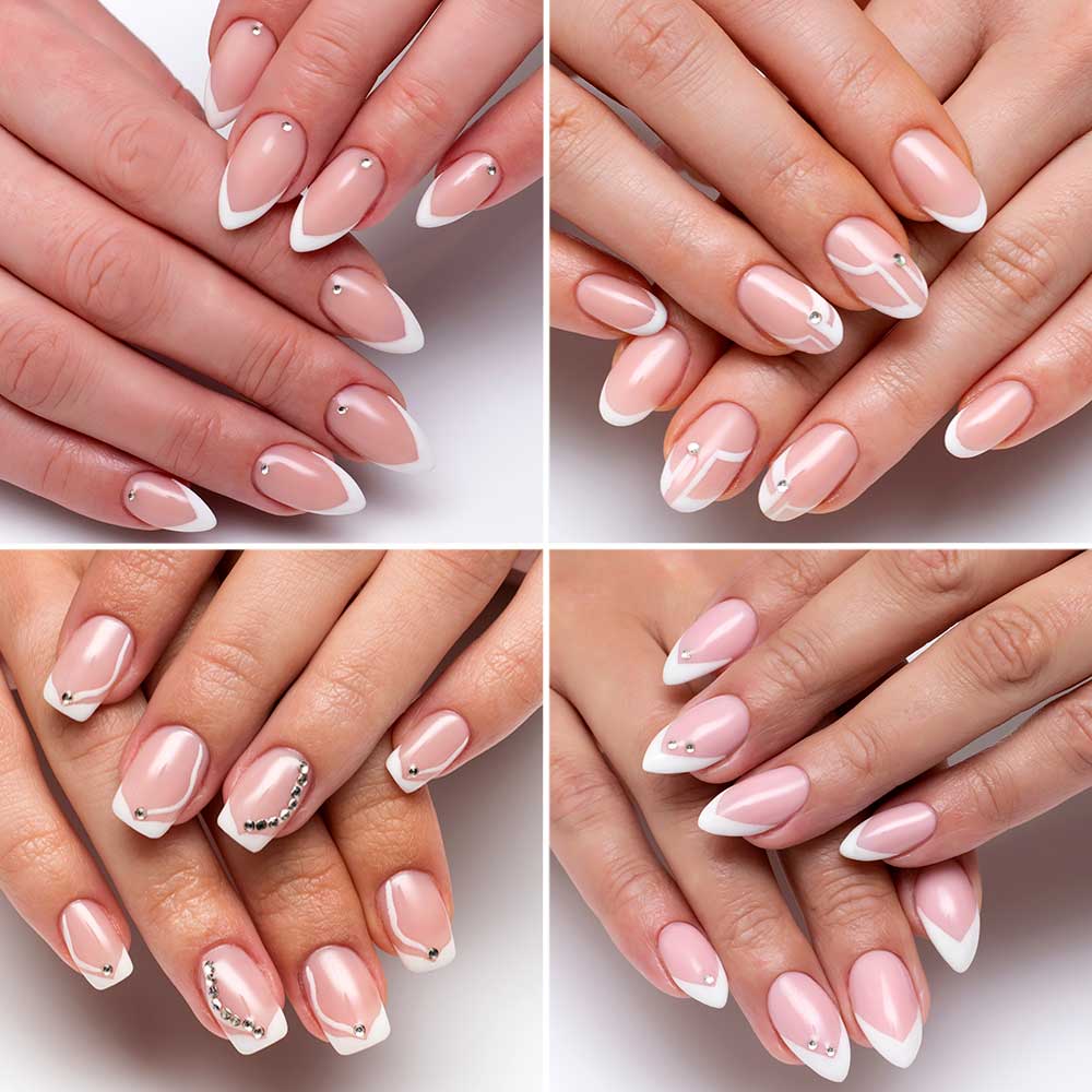 French manicure strass