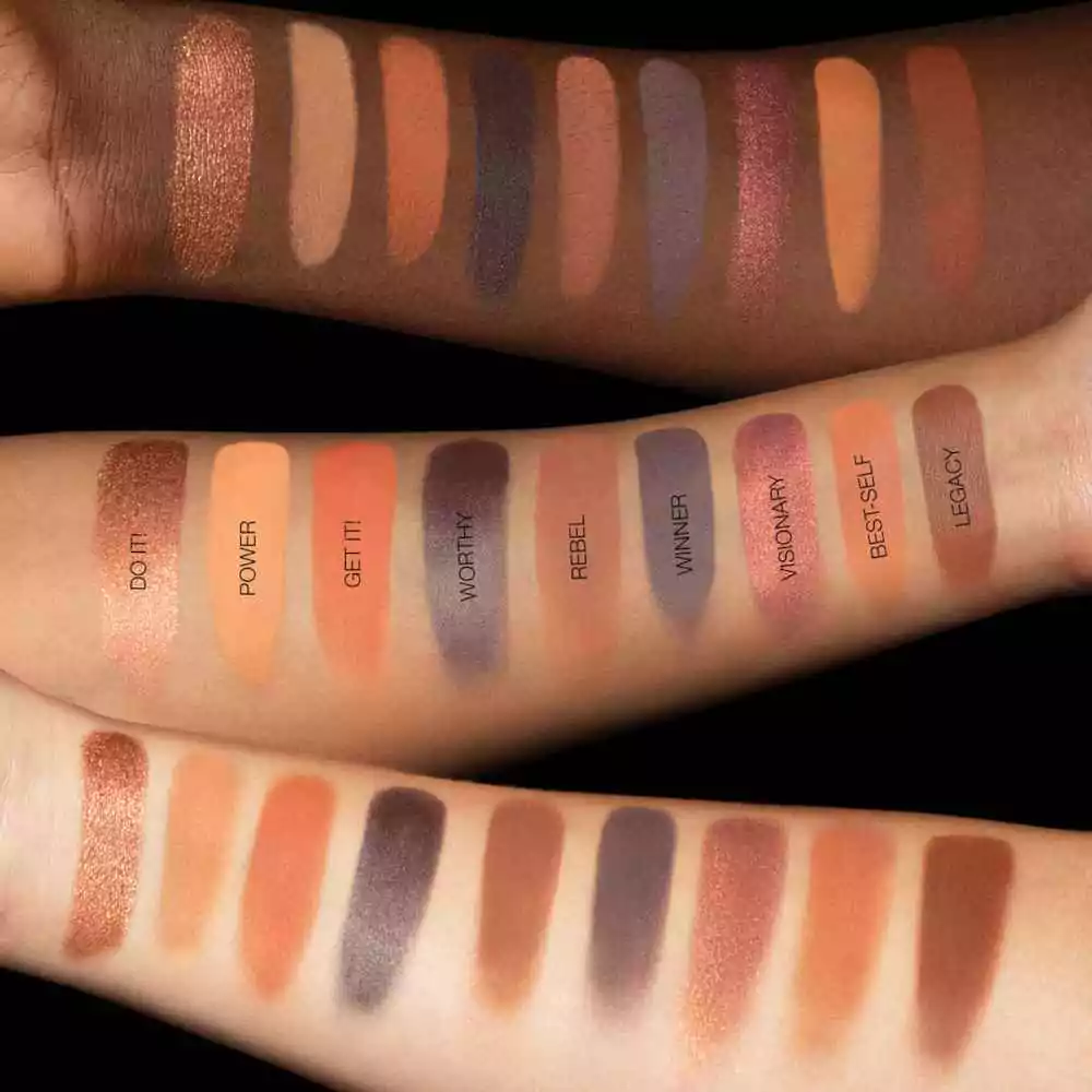 Swatches palette Huda Beauty Empowered