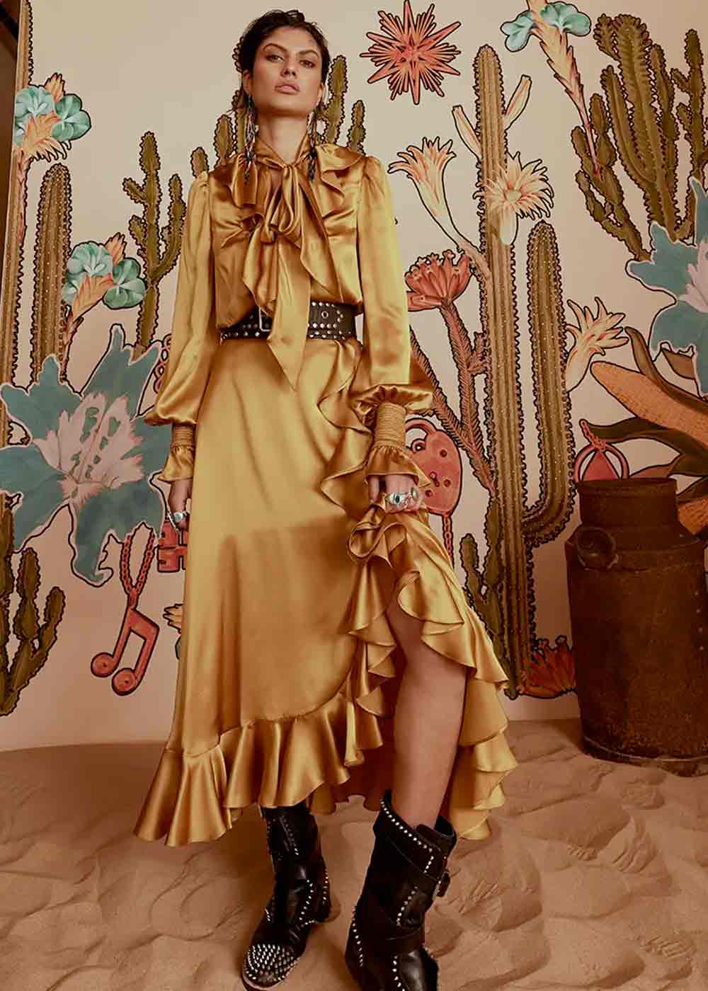 NNJXD Vestito Da Principessa In Tulle E Velluto Per Bambina – Manica Lunga, Stampa A Stelle, Colore Verde, Taglia 2-3 Anni