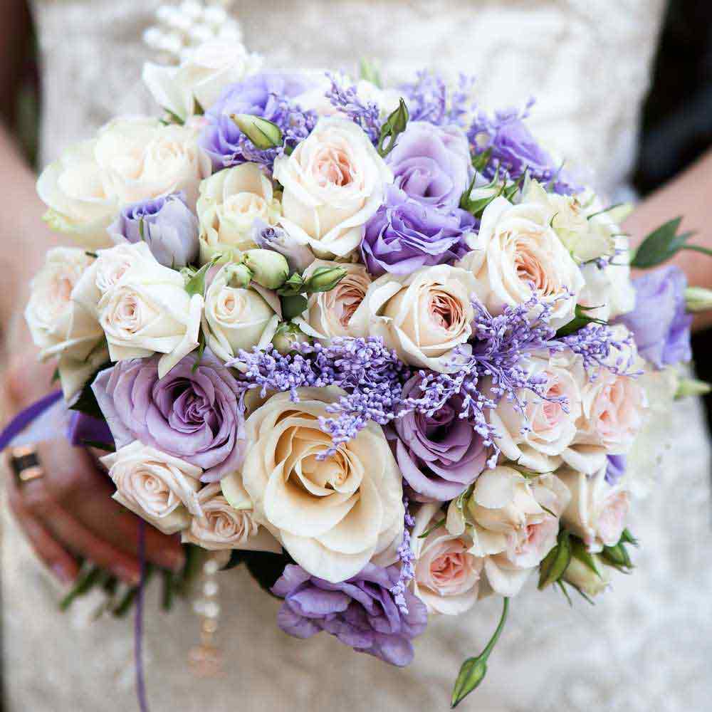 Bouquet sposa viola e bianco
