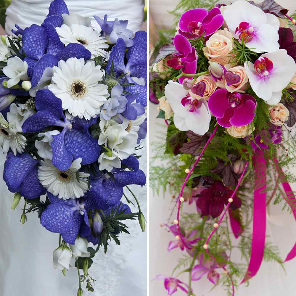 Bouquet sposa a cascata colorato