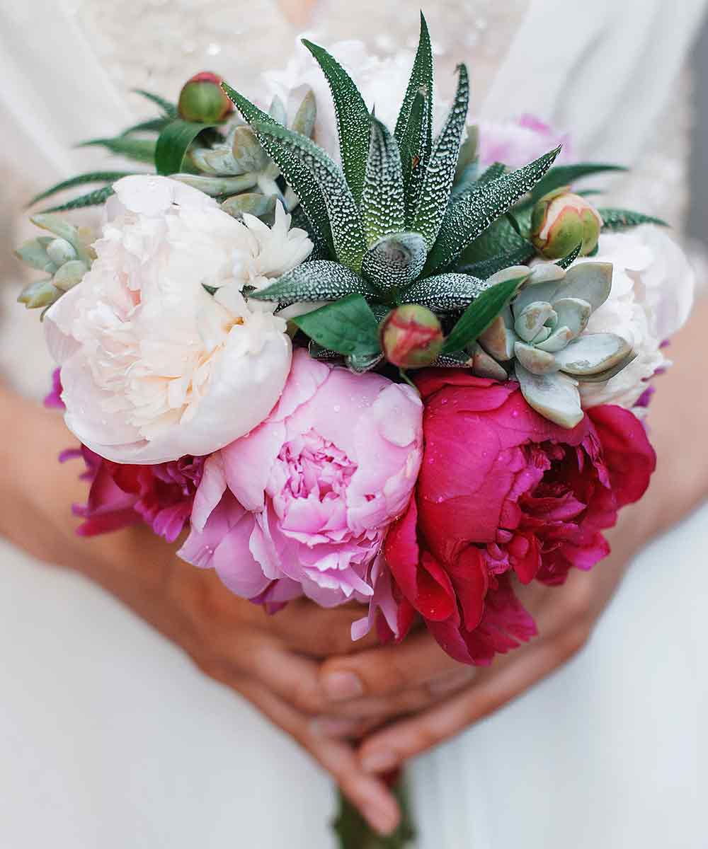 Bouquet da sposa con piante grasse