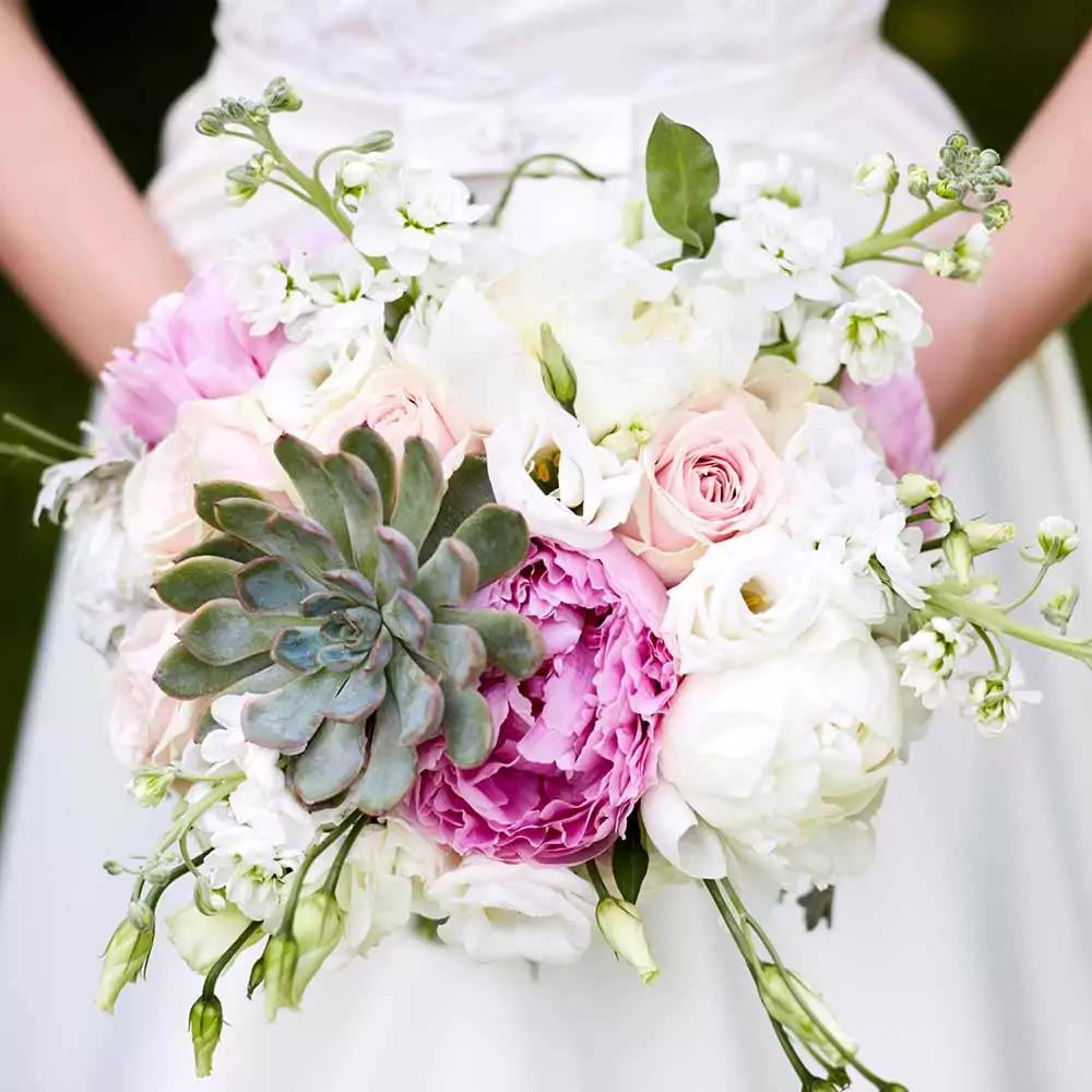 Bouquet sposa con piante grasse