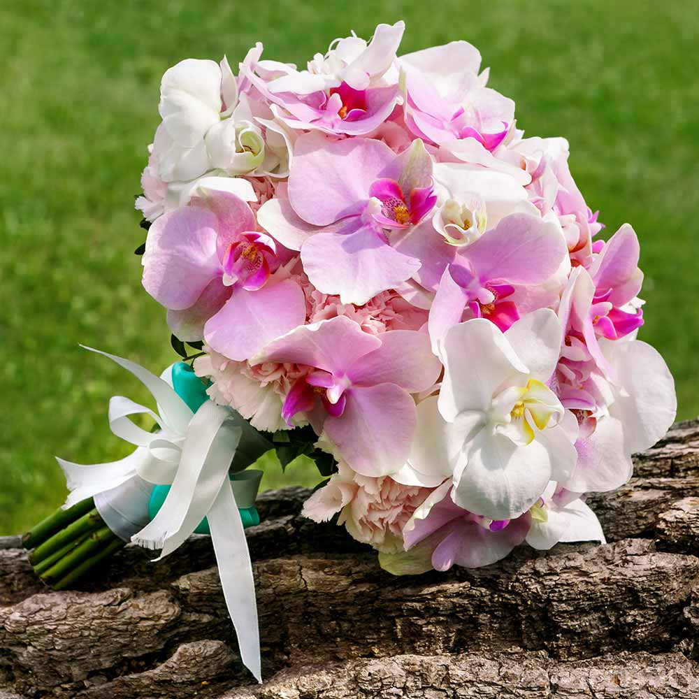 Bouquet sposa orchidee bianche e rosa
