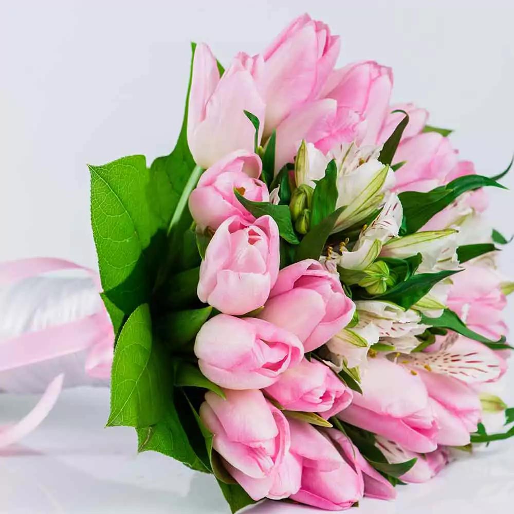 Bouquet sposa tulipani rosa
