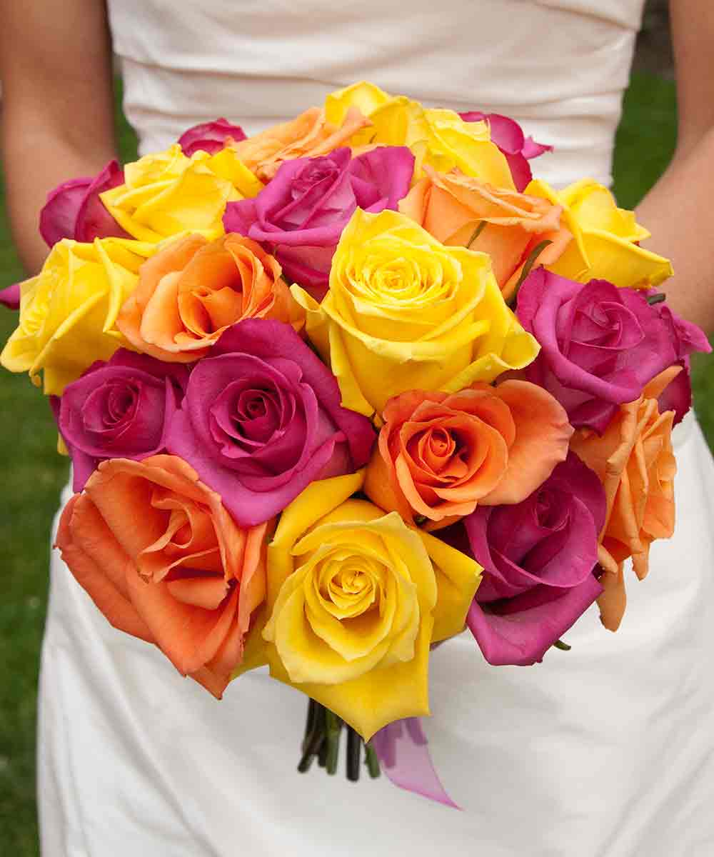 Bouquet sposa colorato con rose